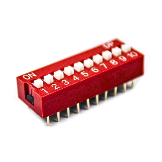 DIP Switch 2.54mm Red 10Position