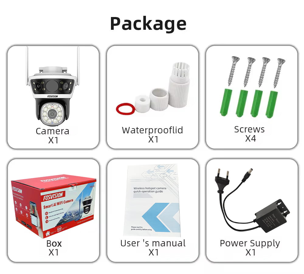 FOSVISION IP66 WIFI Camera Three Screens Display 3MP Camera Smart Home PTZ HiEasy Wireless IP Cameras view 4