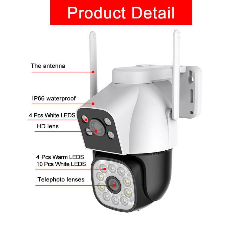 FOSVISION Dual Lens WiFi PT Camera Smart Full Color Night Vision IP66 Waterproof Two-way Audio Human Tracking view 5