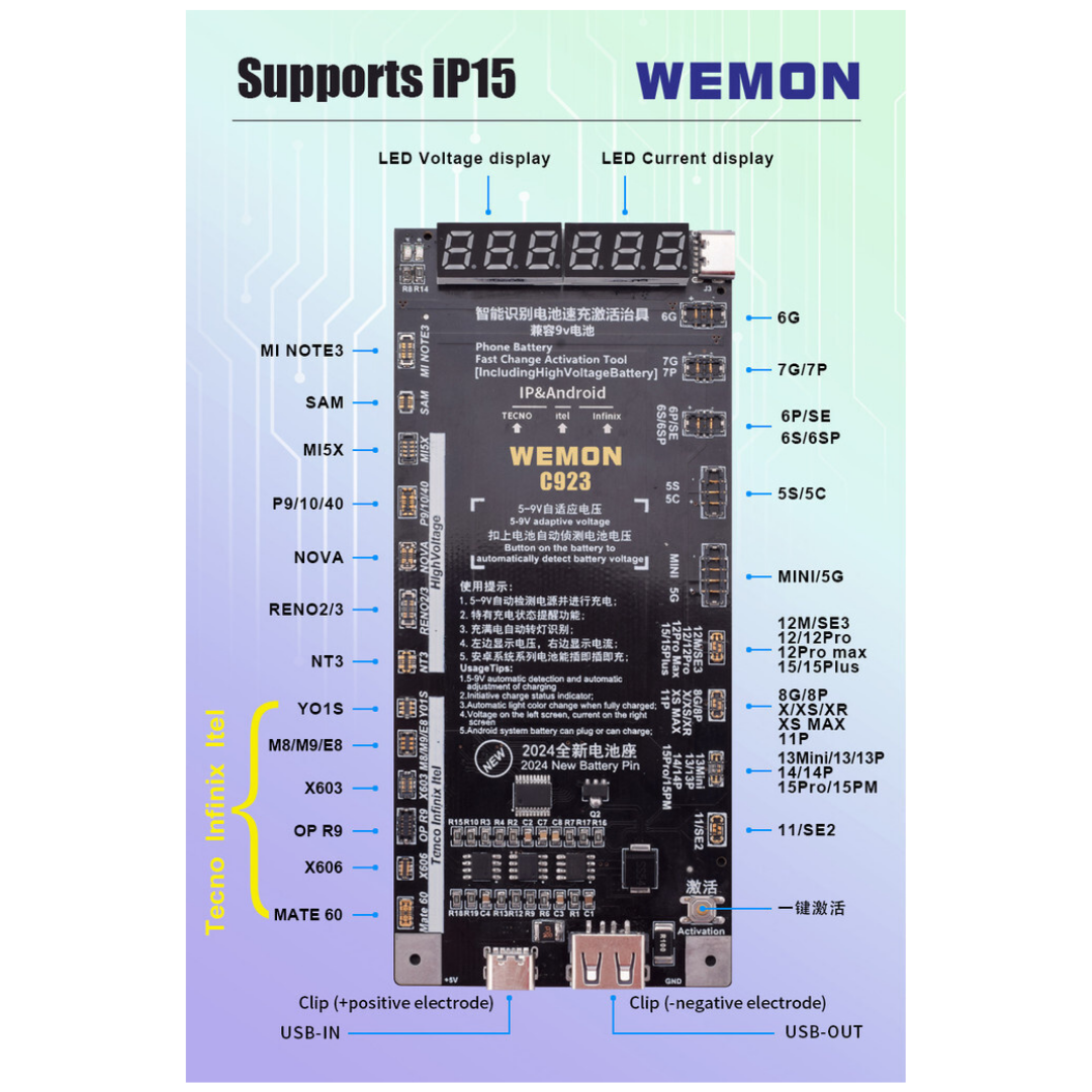 Wemon C923 Battery Activation Board view 2