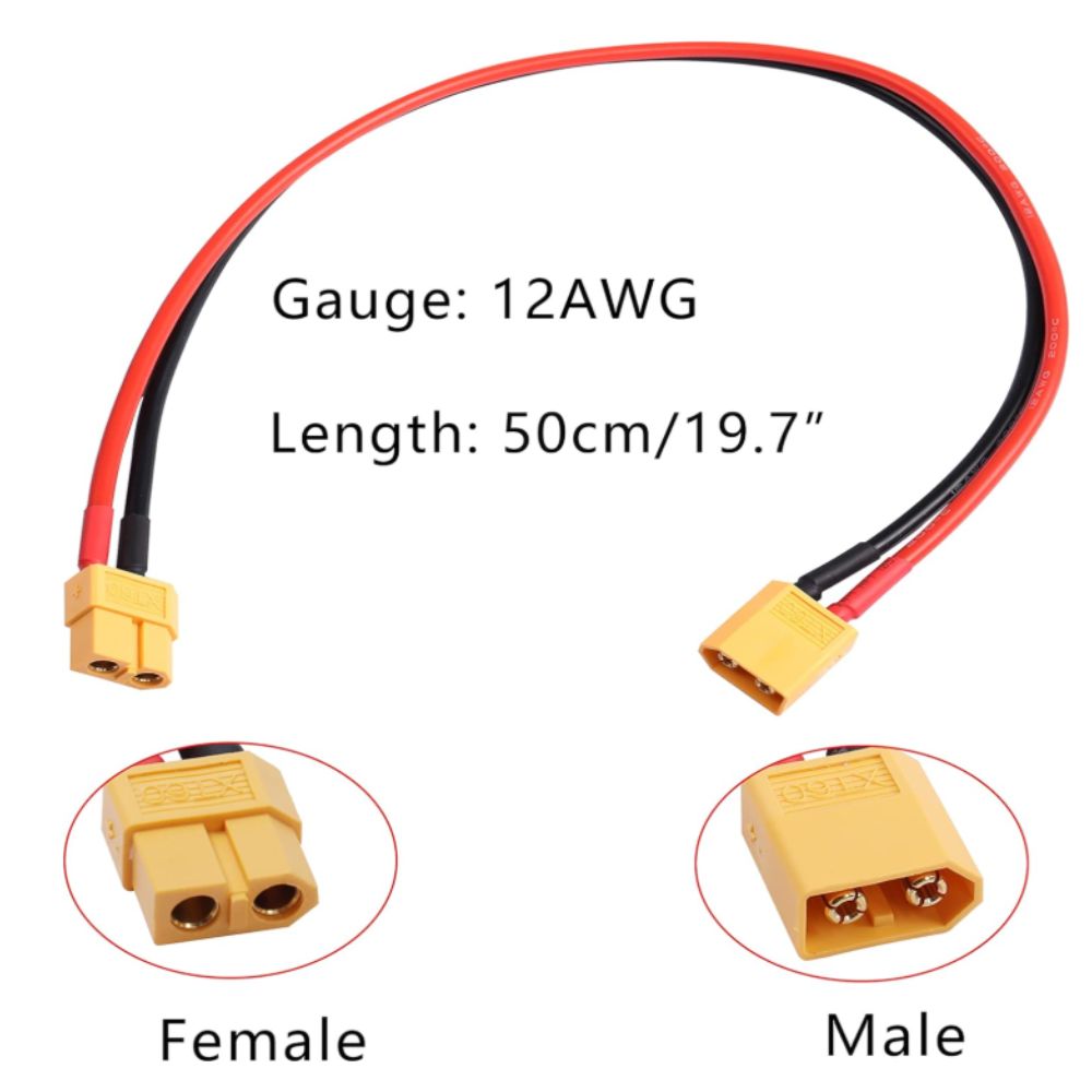 XT60 cable 1 male to 1 female connector for RC Battery view 2