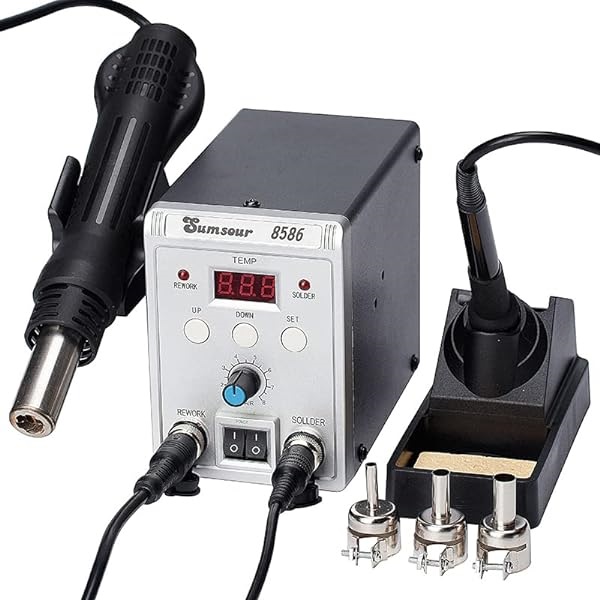 8586 700W 2 in 1 SMD Rework Soldering Station LED Digital Display Hot Air Gun - STS Tools