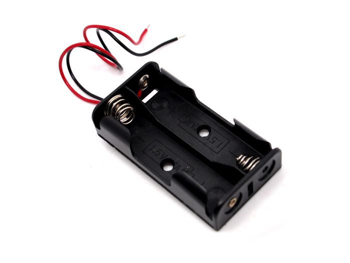 2xAA Covered Battery Holder with Switch and Leads