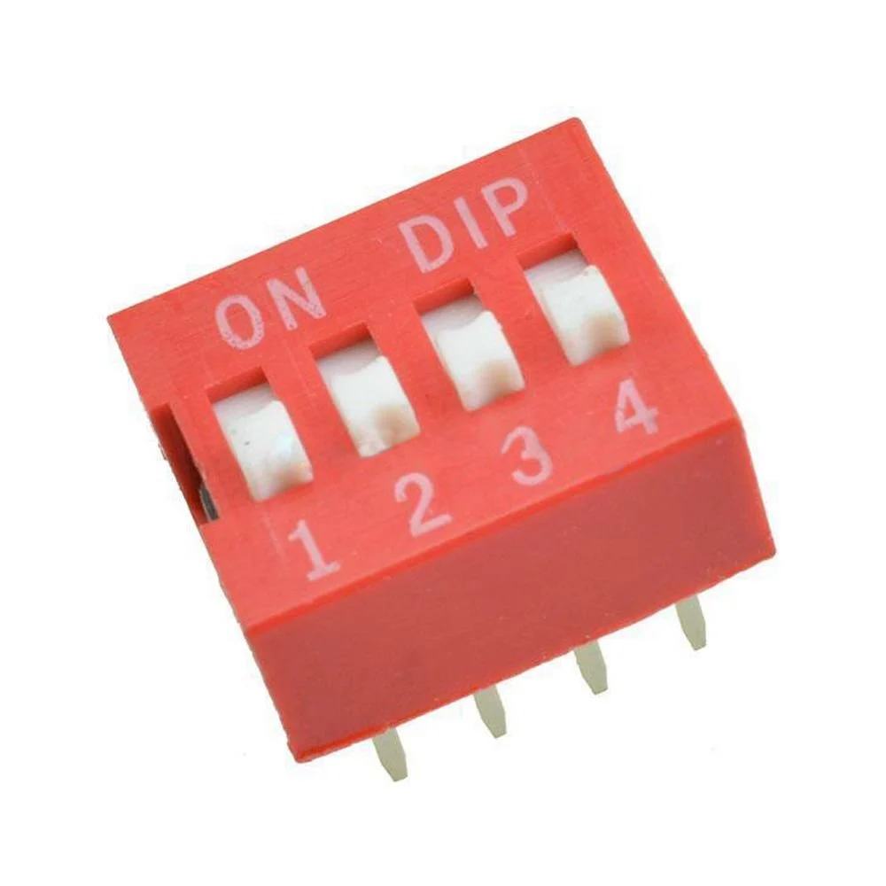 DIP Switch 2.54mm Red 4Position