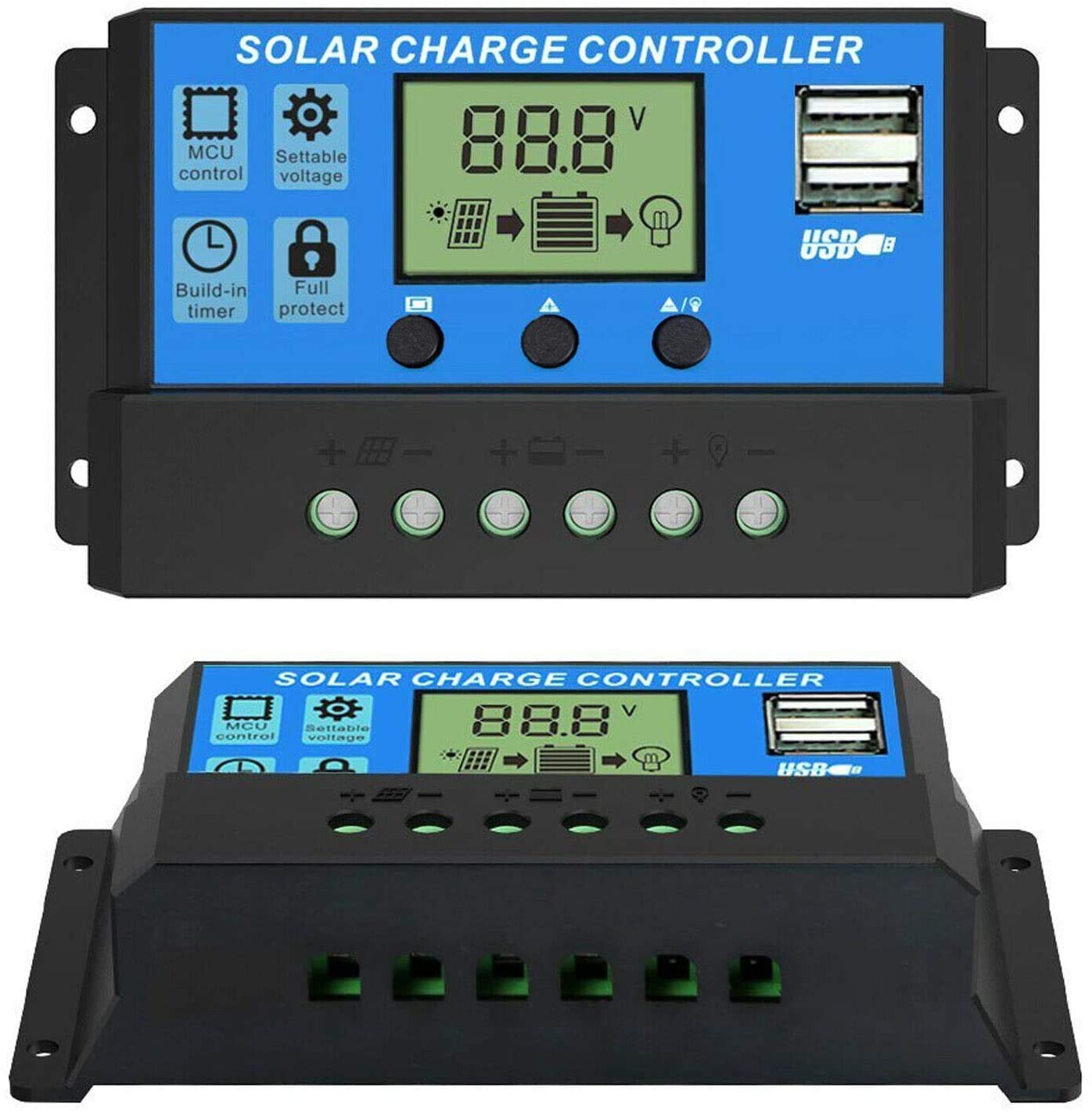 12V/24V 10A Solar charger controller for solar panel LCD Display view 2