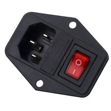 AC 250V 10A Black Red 3 Terminal Power Socket