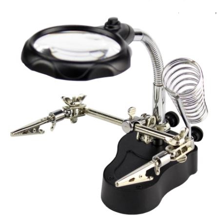 Hand Clip Clamp LED Magnifying Glass Soldering Iron Stand