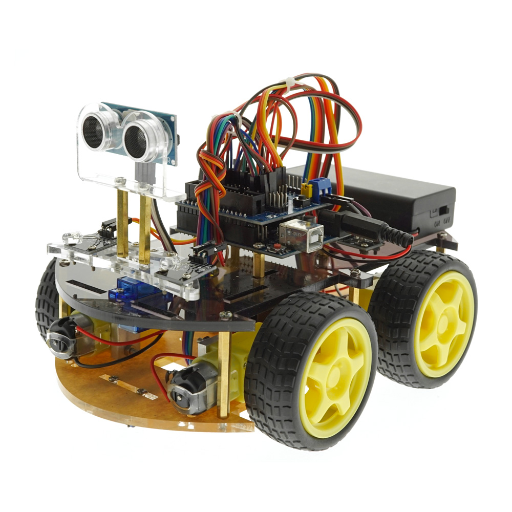 Line tracking &amp; IR control &amp; obstacle avoidance &amp; Bluetooth robot smart car