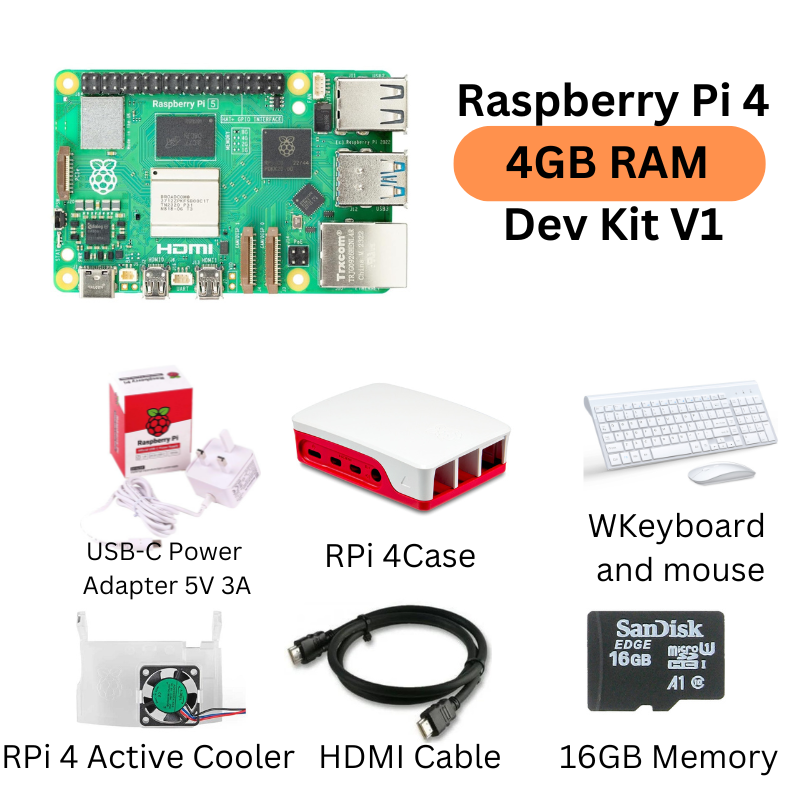 Raspberry Pi 4 2GB, 4GB, 8GB RAM Dev Kit NTRPI002 - 4GB