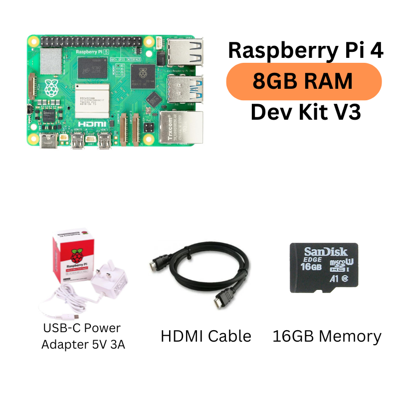 Raspberry Pi 4 2GB, 4GB, 8GB RAM Dev Kit NTRPI003 - 8GB