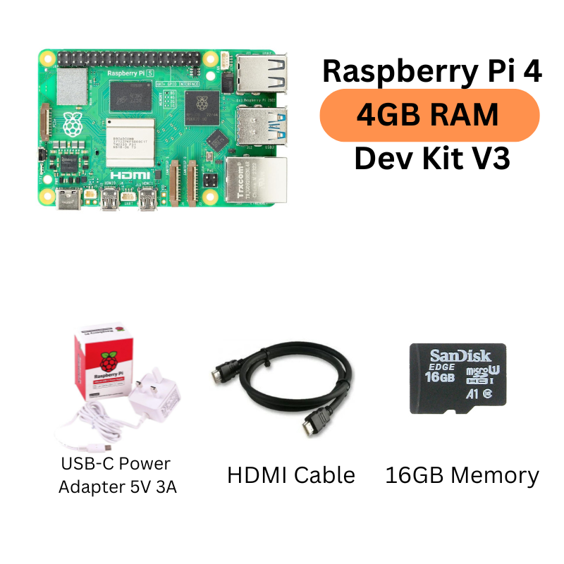 Raspberry Pi 4 2GB, 4GB, 8GB RAM Dev Kit NTRPI003 - 4GB