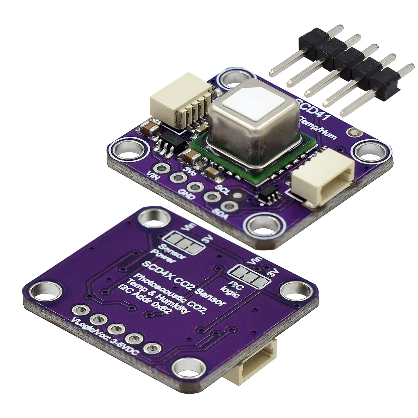 SCD41 gas sensor module detects CO2, carbon dioxide, temperature and humidity in one sensor I2C communication