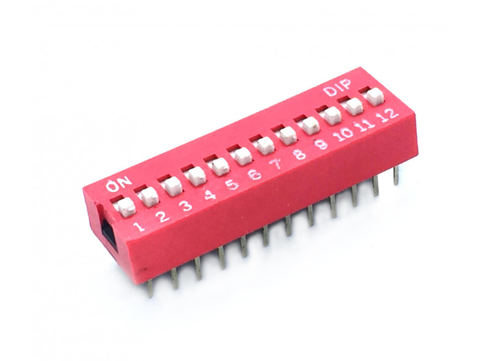 DIP Switch 2.54mm Red 12Position