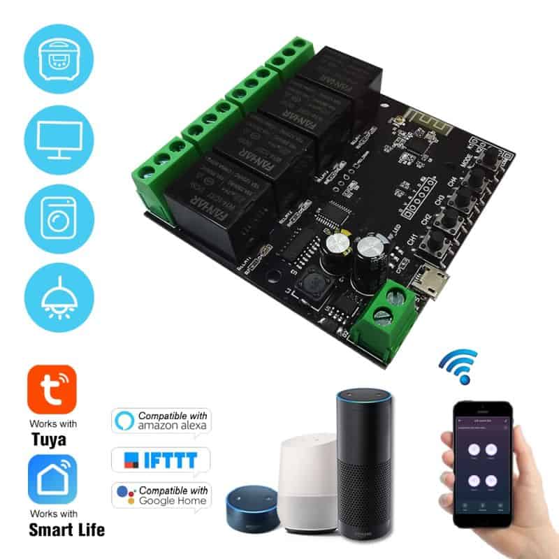 Tuya Wifi Switch 4CH Wireless DIY Smart Switch Module Smart life