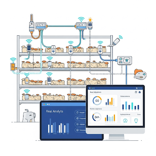 Mushroom farm monitoring and control system