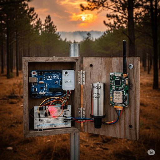 Forest Fire Detection System using Arduino and GSM Module - IoT Based Project - STS Project