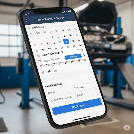Vehicle technical control online booking system