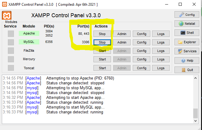 how to start xampp server